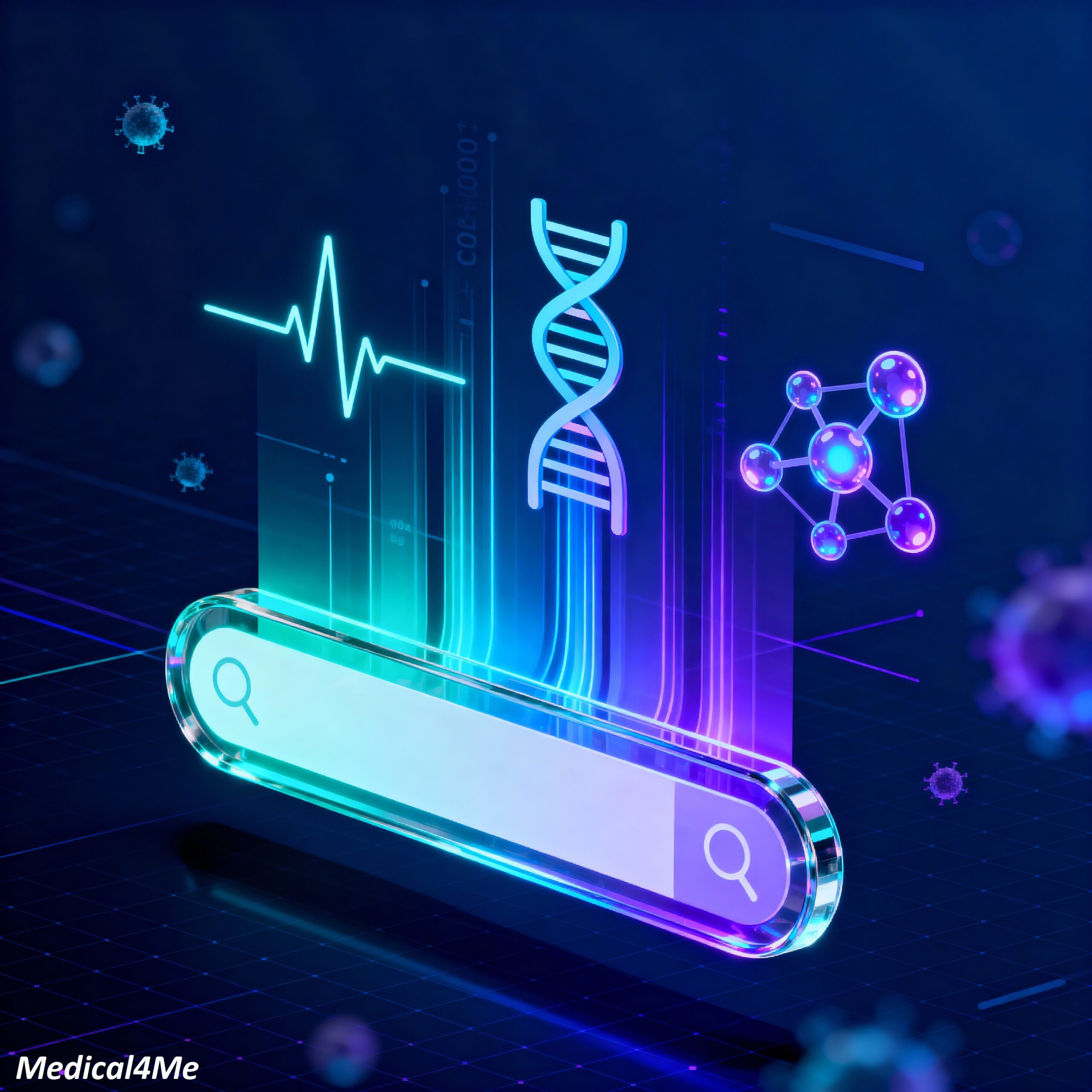 An abstract graphic for the Medicine Finder tool, showing trusted medical information